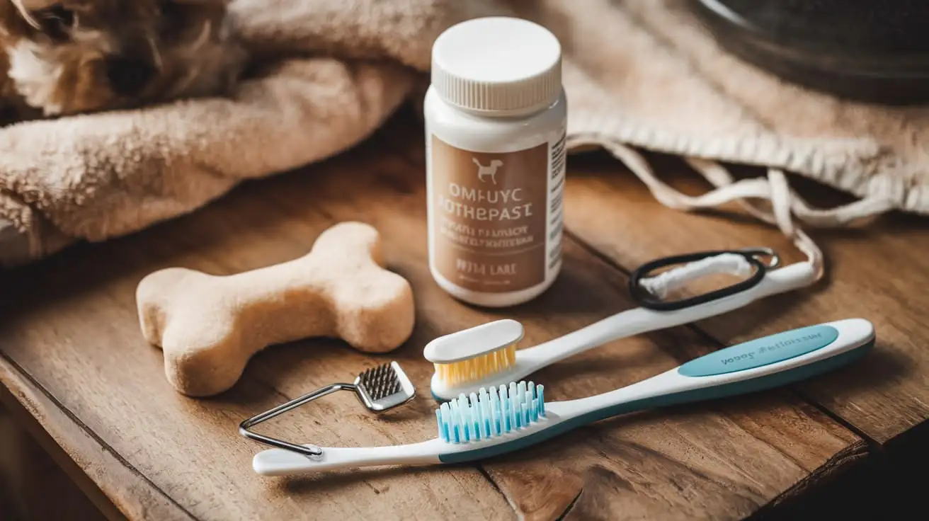 kit com escova de dente e pasta para cachorro