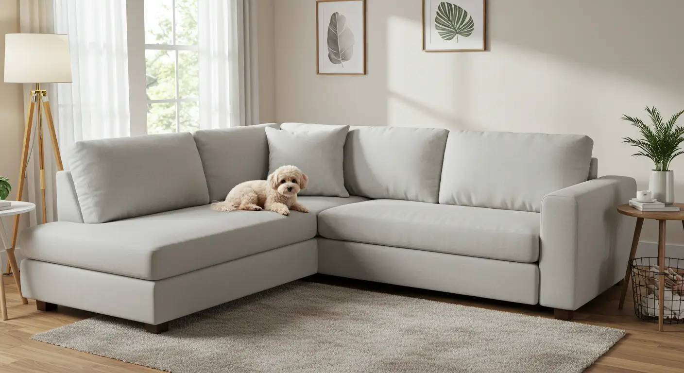 guia de tecidos para sofa com cachorro em casa